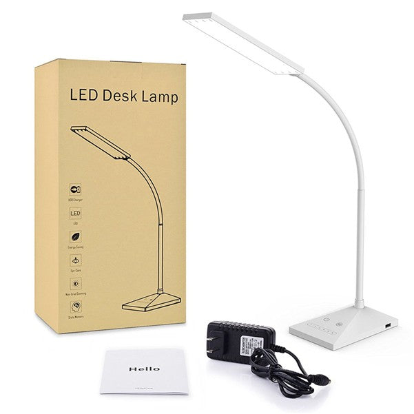 GB-LAM-10A-US LED Dimmable 12W Desktop Lamp W/USB Charging Port 25pc