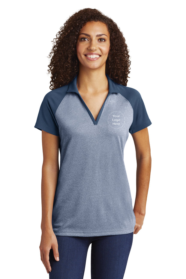 LST641 Sport-Tek® PosiCharge® Ladies RacerMesh® Raglan Heather Block Polo