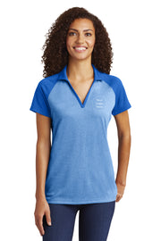 LST641 Sport-Tek® PosiCharge® Ladies RacerMesh® Raglan Heather Block Polo